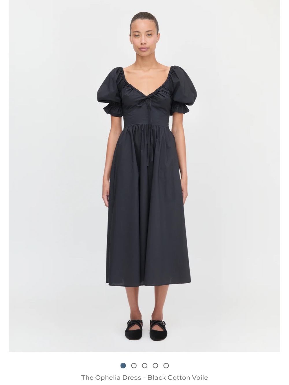 NWT Hill House Ophelia Dress — Black Puff Sleeve Midi